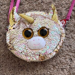 Sequin Unicorn Kids Bag - Gold and Pink